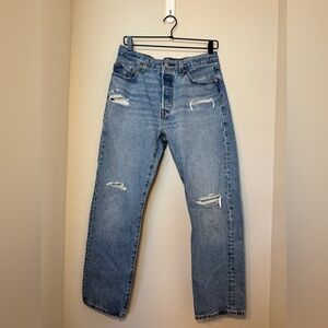 Levi's Distressed Blue Straight Leg Jeans